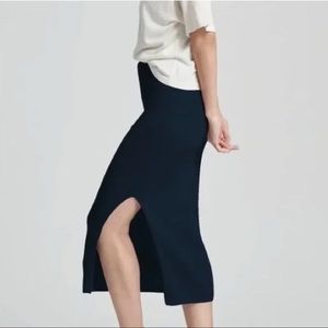 NAADAM Silk Cashmere Ribbed Midi High Waist Pencil Skirt